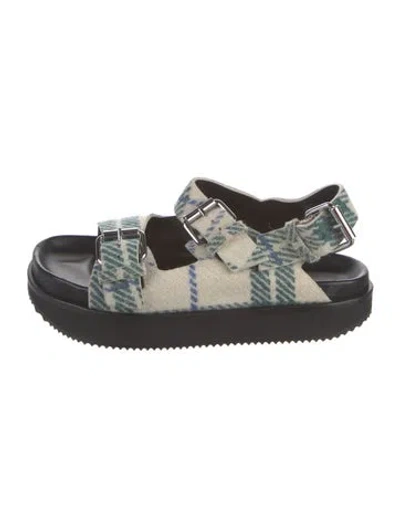 Pre-owned Isabel Marant Striped Slingback Sandals In Green