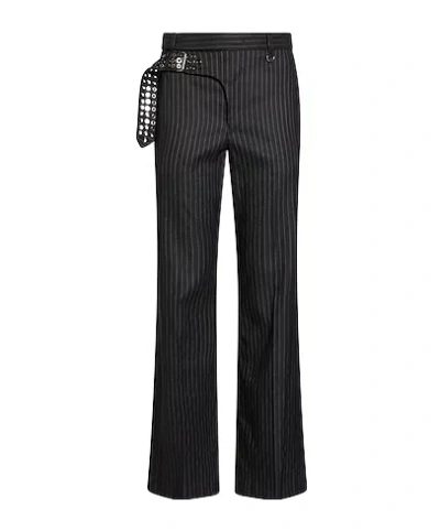 Isabel Marant Striped Straight-leg Trousers In Black