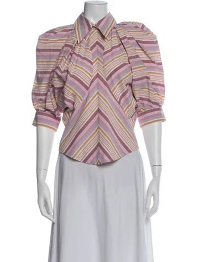 Pre-owned Isabel Marant Striped Three-quarter Sleeve Blouse In Multi