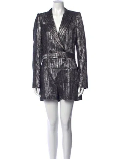 Pre-owned Isabel Marant Striped V-neck Jumpsuit In Black/metallic/silver