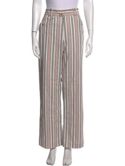 Pre-owned Isabel Marant Striped Wide Leg Pants In Pink