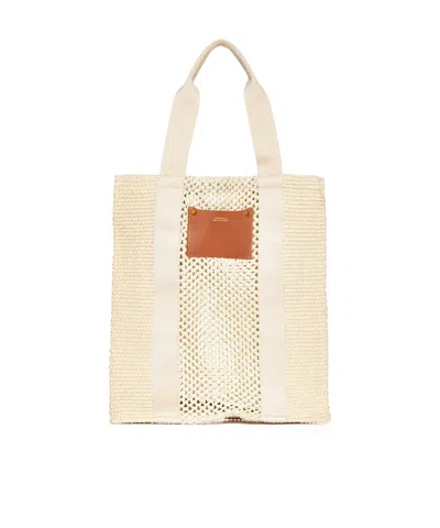 ISABEL MARANT ISABEL MARANT STRIPED WOVEN TOP HANDLE BAG