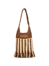 Isabel Marant Striped-pattern Raffia Shoulder Bag In Brown
