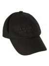 Isabel Marant Structured Black Cap With Embossed Lettering In Black