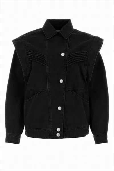 Isabel Marant Structured Black Denim Jacket With Pronounced Shoulders