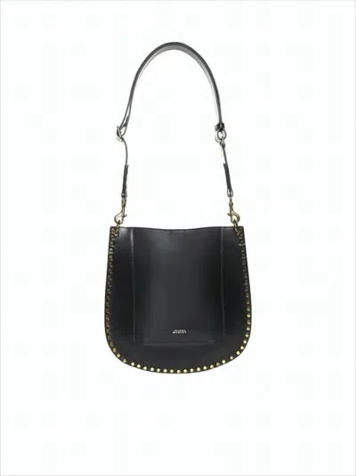 Isabel Marant Structured Calf Leather Shoulder Bag With Metallic Studs In White