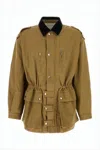Isabel Marant Structured Cotton Jacket With Cinched Waist In Green