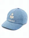 Isabel Marant Structured Denim-like Cotton Cap With Embroidered Logo In Blue