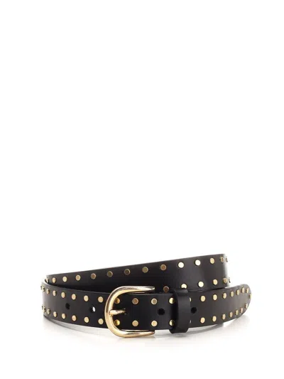 Isabel Marant Zap Studded Leather Belt In Black