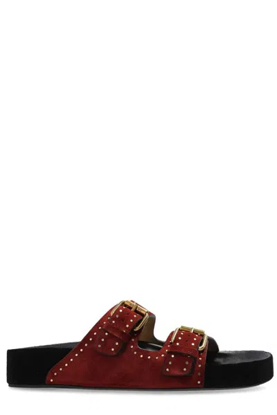 Isabel Marant Lennyo Suede Buckle Sandals In Red