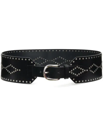Isabel Marant Studded Silver-tone Wide Belt In Blue