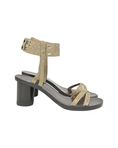 Isabel Marant Studded Ankle Strap Sandals In Beige Suede