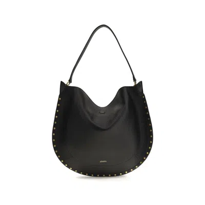 Isabel Marant Studded Calfskin Shoulder Bag  Black