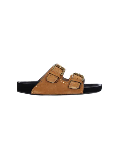 Isabel Marant Studded Double-buckle Slide Sandals In Brown
