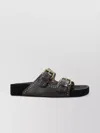 Isabel Marant Lennyo Embroidered Cutout Suede Slides In Black