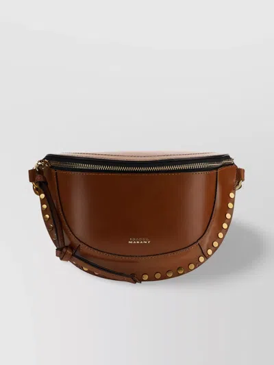 Isabel Marant Studded Leather Cross-body Bag In Brown