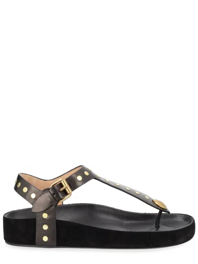 Isabel Marant Studded Leather Platform Sandals In Black