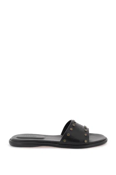 Isabel Marant Studded Leather Slide Sandals For Women By  In Black