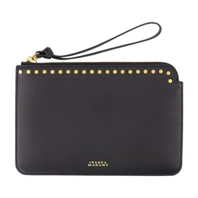 Isabel Marant Studded Leather Wallet In Black