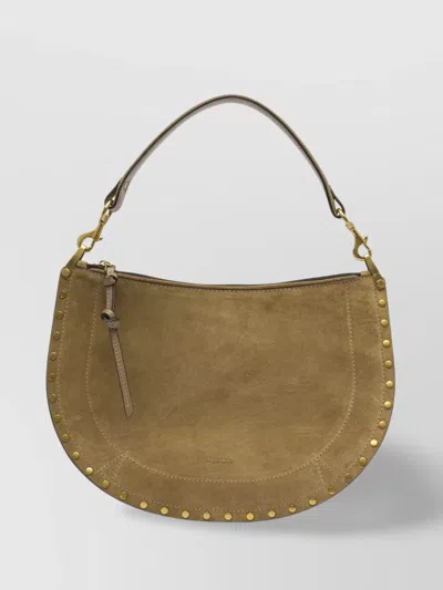 Isabel Marant Studded Suede Shoulder Bag With Adjustable Strap In Green