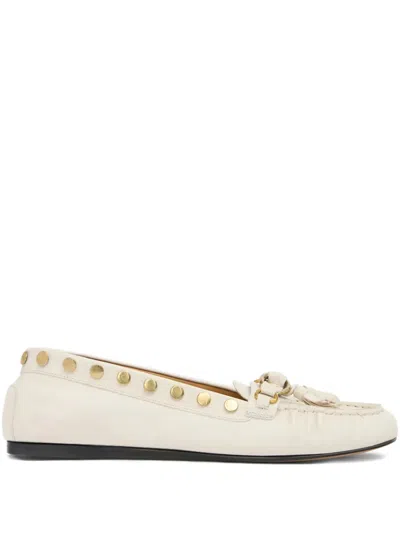 Isabel Marant Studded Tassel Detail Loafers In Neutral