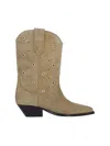 Isabel Marant 'duerto' Beige Western Boots With Studs In Beige