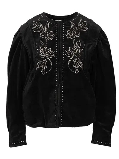 Isabel Marant Pietra Stud-embellished Velvet Jacket In Black