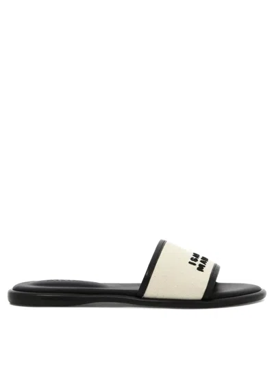 Isabel Marant Stylish Black Slip-on Sandals For Women In White