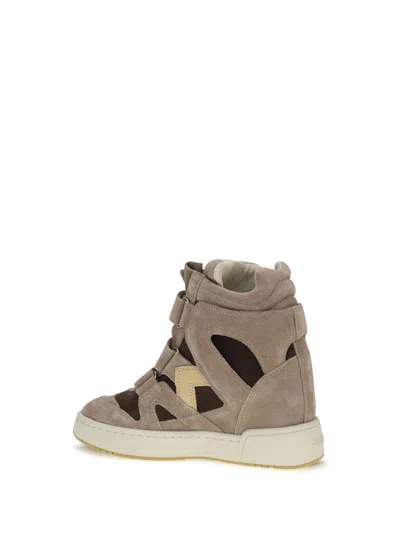 Isabel Marant Suede And Leather Color-block High-top Sneaker In Neutral