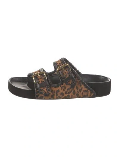 Pre-owned Isabel Marant Suede Animal Print Slides In Brown