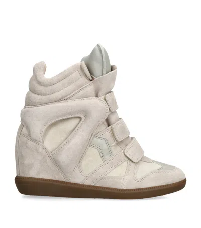 Isabel Marant Suede Bekett Wedge Sneakers 50 In Gray