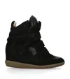 Isabel Marant Leather-trimmed Suede High-top Wedge Sneakers In Black