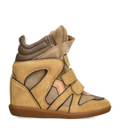 Isabel Marant Suede Bekett Wedge Sneakers 50 In Green