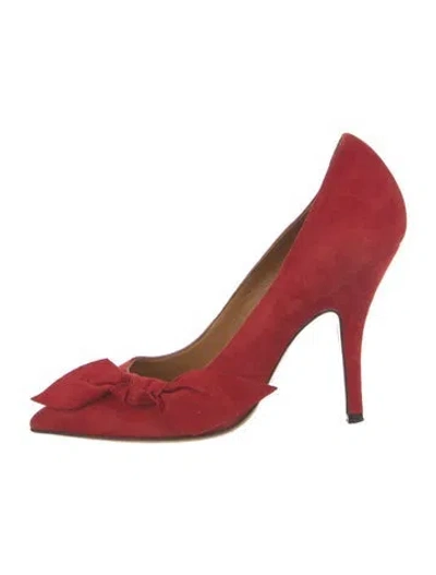 Pre-owned Isabel Marant Suede Bow Accents D'orsay Pumps In Red
