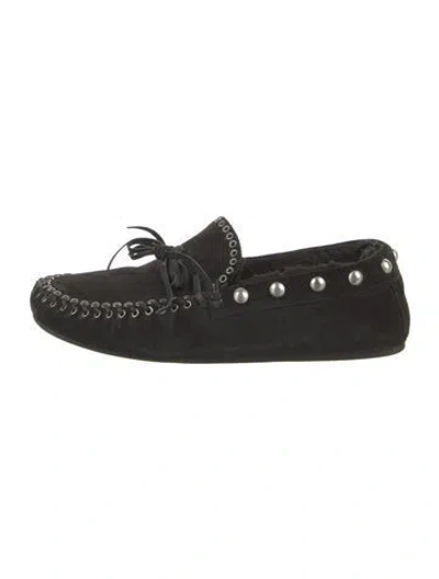 Pre-owned Isabel Marant Suede Bow Accents Loafers In Black