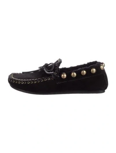 Pre-owned Isabel Marant Suede Bow Accents Moccasins In Black