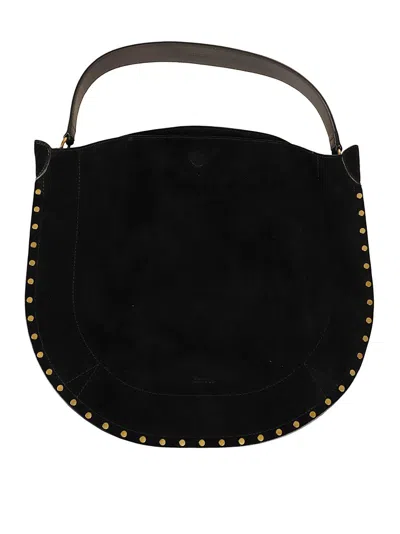 Isabel Marant Suede Calfskin Leather Bag In Black