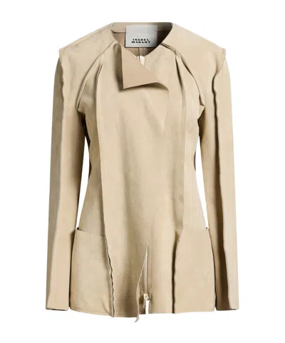 Isabel Marant Suede Coat In Brown