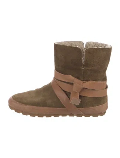 Pre-owned Isabel Marant Suede Colorblock Pattern Boots In Brown