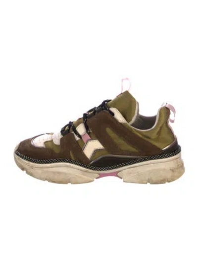 Pre-owned Isabel Marant Suede Colorblock Pattern Chunky Sneakers In Green