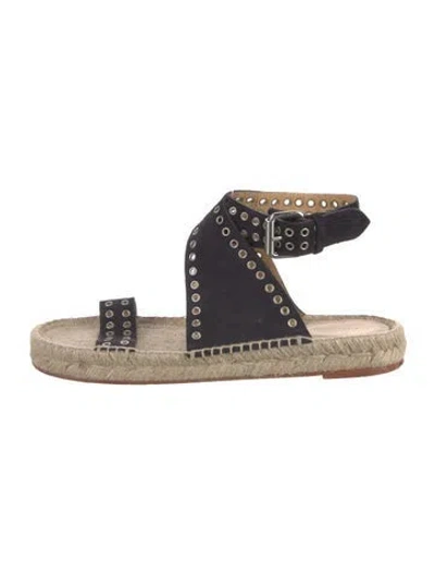 Pre-owned Isabel Marant Suede Colorblock Pattern Espadrilles In Black
