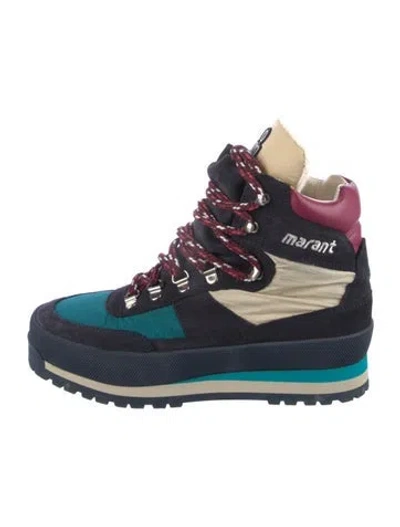 Pre-owned Isabel Marant Suede Colorblock Pattern Hiking Boots In Blue