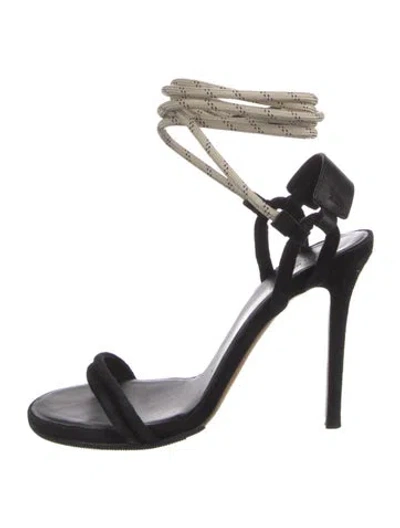 Pre-owned Isabel Marant Suede Colorblock Pattern Sandals In Black