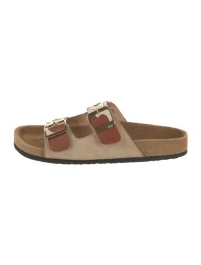 Pre-owned Isabel Marant Suede Colorblock Pattern Slides In Brown