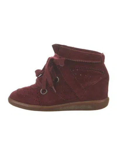 Pre-owned Isabel Marant Suede Colorblock Pattern Wedge Sneakers In Burgundy