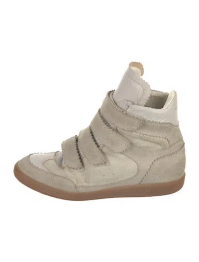 Pre-owned Isabel Marant Suede Colorblock Pattern Wedge Sneakers In Gray