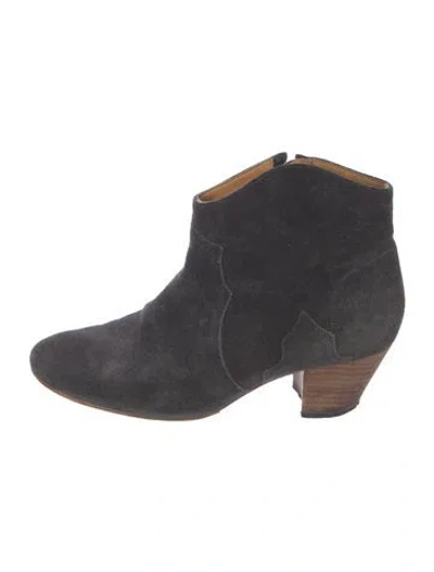 Pre-owned Isabel Marant Suede Colorblock Pattern Western Boots In Black