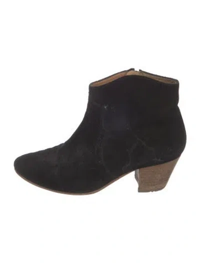 Pre-owned Isabel Marant Suede Colorblock Pattern Western Boots In Black