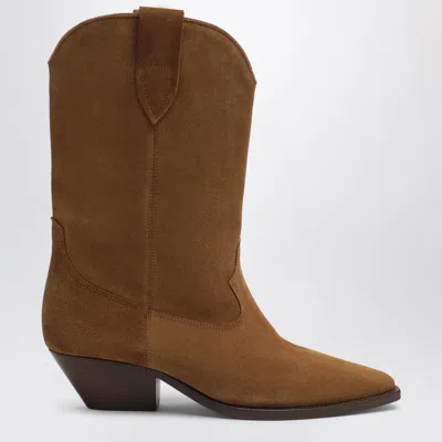 Isabel Marant Suede Cowboy Ankle Boots With Heel In Cognac In Brown