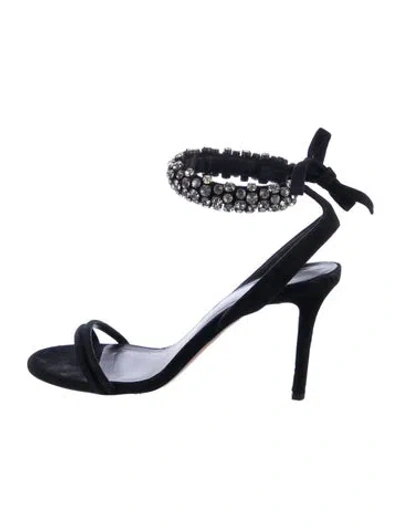 Pre-owned Isabel Marant Suede Crystal Embellishments Sandals In Blue